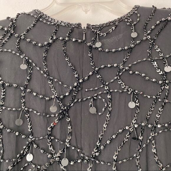 NiteLine Vintage Black Sequin Beaded Party Y2K Mini Dress size 6 - Picture 6 of 8